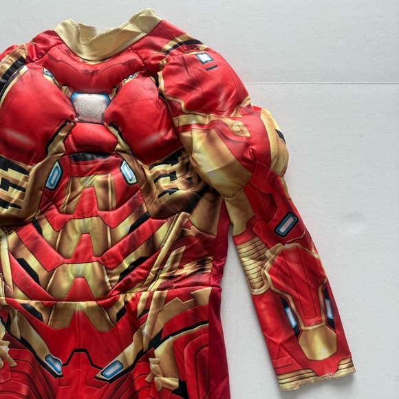 Marvel Avengers Iron Man Muscle Halloween Costume Jumpsuit Gloves Mask Small 4-6 - Picture 7 of 17